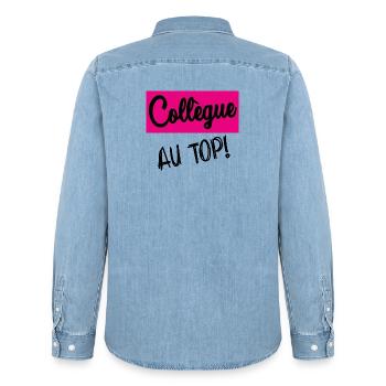 KOLLEGE - Männer Jeanshemd Organic von Stanley/Stella - verwaschenes Hellblau - Hinten - AI Model Male 185 light (185cm)