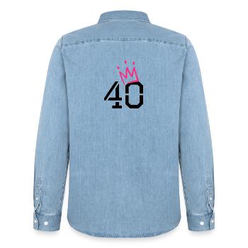40 Krone - 40. Geburtstag - Männer Jeanshemd Organic von Stanley/Stella - verwaschenes Hellblau - Hinten - AI Model Male 185 light (185cm)