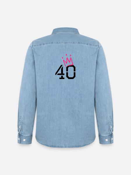 40 crown - 40th birthday - Men’s Organic Denim Shirt by Stanley/Stella - light wash