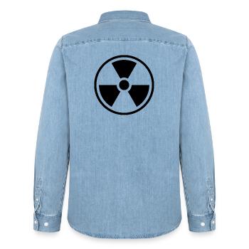 Strahlenfeststoff-Symbol Nuklearwarnsymbol - Männer Jeanshemd Organic von Stanley/Stella - verwaschenes Hellblau - Hinten - AI Model Male 185 light (185cm)