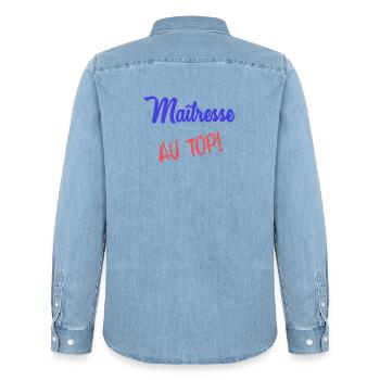 GELIEBTE - Männer Jeanshemd Organic von Stanley/Stella - verwaschenes Hellblau - Hinten - AI Model Male 185 light (185cm)