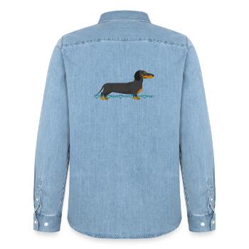 Dackel Bild - Männer Jeanshemd Organic von Stanley/Stella - verwaschenes Hellblau - Hinten - AI Model Male 185 light (185cm)