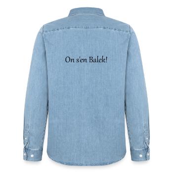 On s'en balek - Chemise en denim homme bio Stanley/Stella - bleu clair délavé - Dos - AI Model Male 185 light (185cm)