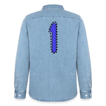 1. 1 JAHR. 1. JAHRESTAG. 1 JAHR GEBURTSTAG - Männer Jeanshemd Organic von Stanley/Stella - verwaschenes Hellblau - Hinten - AI Model Male 185 light (185cm)