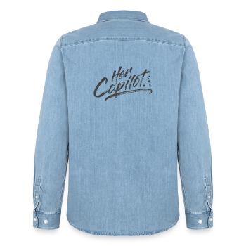 Her Copilot - Men’s Organic Denim Shirt by Stanley/Stella - light wash - Back - AI Model Male 185 light (185cm)