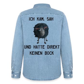 Schwarzes Schaf - Ich kam, sah, hatte keinen Bock - Männer Jeanshemd Organic von Stanley/Stella - verwaschenes Hellblau - Hinten - AI Model Male 185 light (185cm)