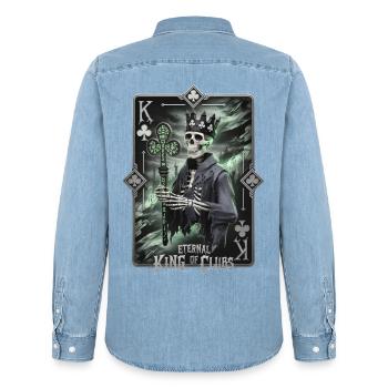 Éternel roi de trèfle - Chemise en denim homme bio Stanley/Stella - bleu clair délavé - Dos - AI Model Male 185 light (185cm)