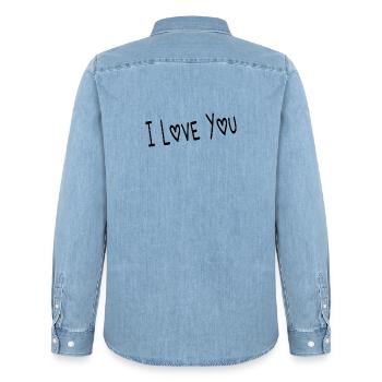 VALENTINSTAG. ICH LIEBE DICH. ICH LIEBE DICH. LIEBE. LIEBE - Männer Jeanshemd Organic von Stanley/Stella - verwaschenes Hellblau - Hinten - AI Model Male 185 light (185cm)