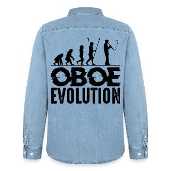 oboe - Men’s Organic Denim Shirt by Stanley/Stella - light wash - Back - AI Model Male 185 light (185cm)