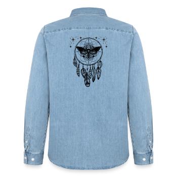 Tarot card occult astrology gothic esoteric - Men’s Organic Denim Shirt by Stanley/Stella - light wash - Back - AI Model Male 185 light (185cm)