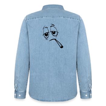 Weed thc stoned - Bleiben Sie ruhig, rauchen Sie Gras - Männer Jeanshemd Organic von Stanley/Stella - verwaschenes Hellblau - Hinten - AI Model Male 185 light (185cm)