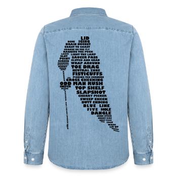 Langue de hockey (noir) - Chemise en denim homme bio Stanley/Stella - bleu clair délavé - Dos - AI Model Male 185 light (185cm)