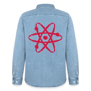Scientific symbol - Men’s Organic Denim Shirt by Stanley/Stella - light wash - Back - AI Model Male 185 light (185cm)
