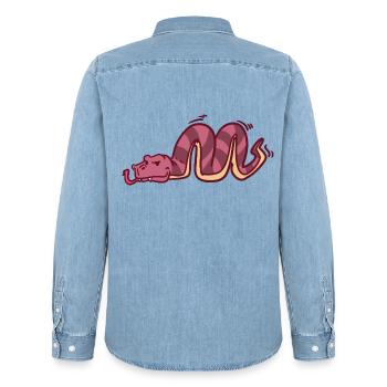 Geheimnisvolle Python Urwaldbewohner - Männer Jeanshemd Organic von Stanley/Stella - verwaschenes Hellblau - Hinten - AI Model Male 185 light (185cm)