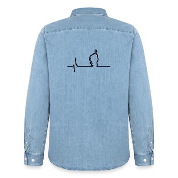 J'aime la corse, je suis corse - Chemise en denim homme bio Stanley/Stella - bleu clair délavé - Dos - AI Model Male 185 light (185cm)