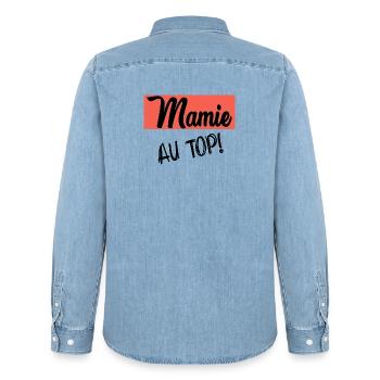 MAMIE - Chemise en denim homme bio Stanley/Stella - bleu clair délavé - Dos - AI Model Male 185 light (185cm)