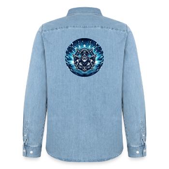 Logo du capitaine dans la tempête - Chemise en denim homme bio Stanley/Stella - bleu clair délavé - Dos - AI Model Male 185 light (185cm)
