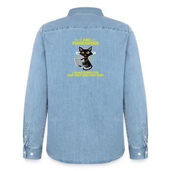 IT Spezialist - Männer Jeanshemd Organic von Stanley/Stella - verwaschenes Hellblau - Hinten - AI Model Male 185 light (185cm)
