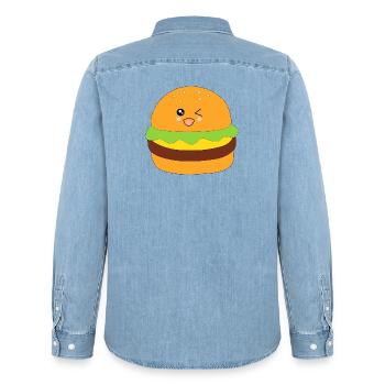 Burger, fast food, essen, kochen Geschenk Koch - Männer Jeanshemd Organic von Stanley/Stella - verwaschenes Hellblau - Hinten - AI Model Male 185 light (185cm)