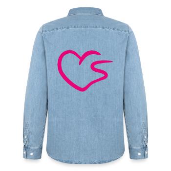 Herz Buchstabe S Anfangsbuchstabe Rosa - Männer Jeanshemd Organic von Stanley/Stella - verwaschenes Hellblau - Hinten - AI Model Male 185 light (185cm)