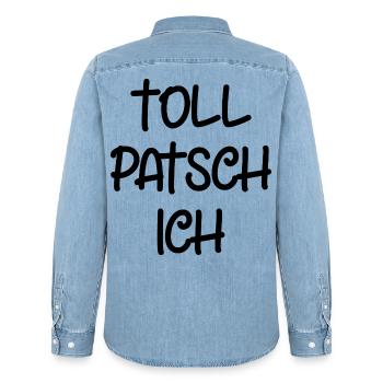 Tollpatsch Ich tollpatschig lustig tollpatschich - Männer Jeanshemd Organic von Stanley/Stella - verwaschenes Hellblau - Hinten - AI Model Male 185 light (185cm)