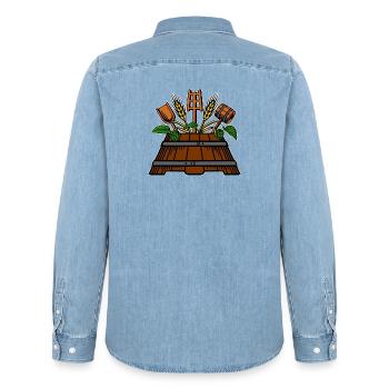 Logo de l’infuseur - Chemise en denim homme bio Stanley/Stella - bleu clair délavé - Dos - AI Model Male 185 light (185cm)