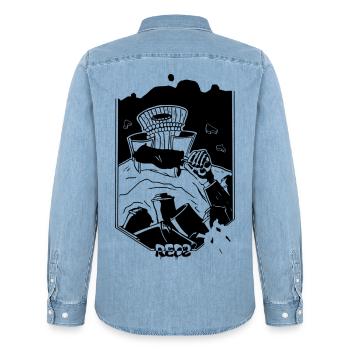 Herr Dünn - Männer Jeanshemd Organic von Stanley/Stella - verwaschenes Hellblau - Hinten - AI Model Male 185 light (185cm)