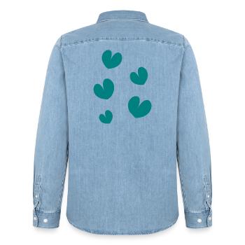 HEILIGER VALENTINSTAG. ICH LIEBE DICH. ICH LIEBE DICH. LIEBE. LIEBE - Männer Jeanshemd Organic von Stanley/Stella - verwaschenes Hellblau - Hinten - AI Model Male 185 light (185cm)