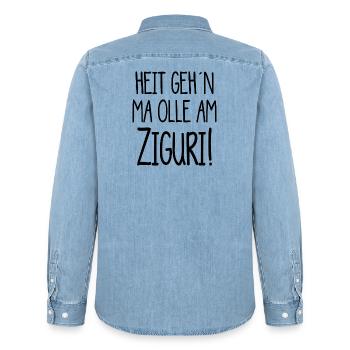 Ziguri - heute gehen mir alle am Nerv - österreich - Männer Jeanshemd Organic von Stanley/Stella - verwaschenes Hellblau - Hinten - AI Model Male 185 light (185cm)