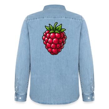 Himbeere, Obst - Männer Jeanshemd Organic von Stanley/Stella - verwaschenes Hellblau - Hinten - AI Model Male 185 light (185cm)