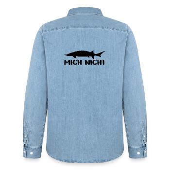Stör mich nicht - Störsilhouette mit Spruch - Männer Jeanshemd Organic von Stanley/Stella - verwaschenes Hellblau - Hinten - AI Model Male 185 light (185cm)