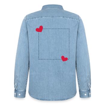 Herz Rahmen Ornament Linie Dekoration - Männer Jeanshemd Organic von Stanley/Stella - verwaschenes Hellblau - Hinten - AI Model Male 185 light (185cm)