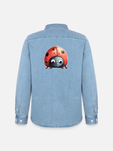 Marienkäfer - Männer Jeanshemd Organic von Stanley/Stella - verwaschenes Hellblau