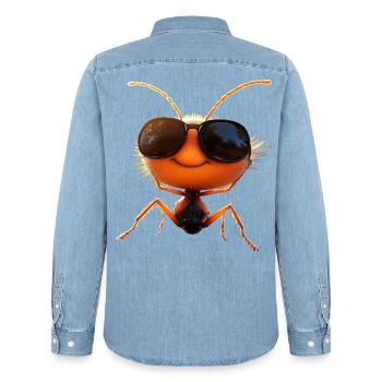 Ant Forest Ant Fire Ant Insect Cute Ants - Men’s Organic Denim Shirt by Stanley/Stella - light wash - Back - AI Model Male 185 light (185cm)