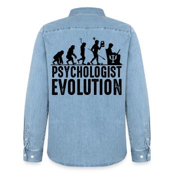Psychologe - Männer Jeanshemd Organic von Stanley/Stella - verwaschenes Hellblau - Hinten - AI Model Male 185 light (185cm)