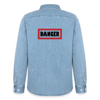 Avertissement : Élégamment dangereux - Chemise en denim homme bio Stanley/Stella - bleu clair délavé - Dos - AI Model Male 185 light (185cm)