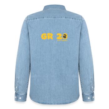 GR 20 trek corse gr 20 trekking randonnée - Männer Jeanshemd Organic von Stanley/Stella - verwaschenes Hellblau - Hinten - AI Model Male 185 light (185cm)