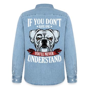 Cool Boxer Statement Saying Dog Owner Gift - Men’s Organic Denim Shirt by Stanley/Stella - light wash - Back - AI Model Male 185 light (185cm)