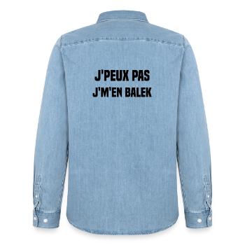 J'peux pas j'm'en balek - Chemise en denim homme bio Stanley/Stella - bleu clair délavé - Dos - AI Model Male 185 light (185cm)