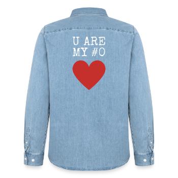 DU BIST MEINE #0 - Männer Jeanshemd Organic von Stanley/Stella - verwaschenes Hellblau - Hinten - AI Model Male 185 light (185cm)