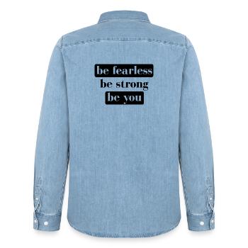 être sans peur être fort être vous - Chemise en denim homme bio Stanley/Stella - bleu clair délavé - Dos - AI Model Male 185 light (185cm)