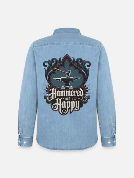 Martelé et heureux - Chemise en denim homme bio Stanley/Stella - bleu clair délavé