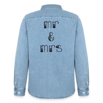 ICH LIEBE DICH. ICH LIEBE DICH. LIEBE. LIEBE. HERZ. HEIRAT - Männer Jeanshemd Organic von Stanley/Stella - verwaschenes Hellblau - Hinten - AI Model Male 185 light (185cm)