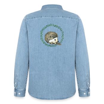 Hérisson - Chemise en denim homme bio Stanley/Stella - bleu clair délavé - Dos - AI Model Male 185 light (185cm)