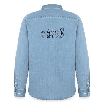 Alternativer Kaffee - Männer Jeanshemd Organic von Stanley/Stella - verwaschenes Hellblau - Hinten - AI Model Male 185 light (185cm)
