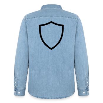 Schild-Symbol-Logo-Form-Sicherheit - Männer Jeanshemd Organic von Stanley/Stella - verwaschenes Hellblau - Hinten - AI Model Male 185 light (185cm)