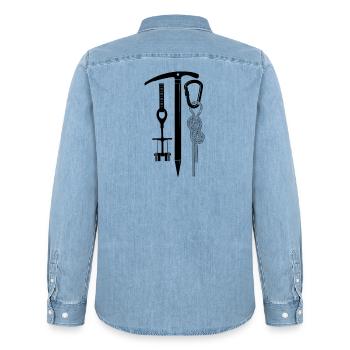 escalade, bloc, escalade, montagne, alpinisme - Chemise en denim homme bio Stanley/Stella - bleu clair délavé - Dos - AI Model Male 185 light (185cm)