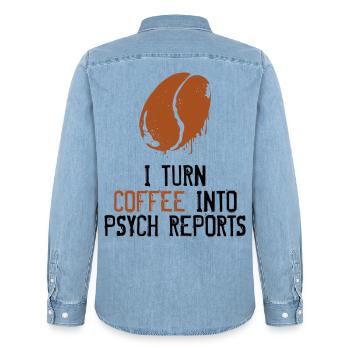 psychologist - Men’s Organic Denim Shirt by Stanley/Stella - light wash - Back - AI Model Male 185 light (185cm)