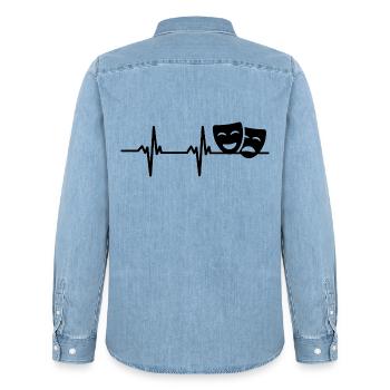 Drame Masques Théâtre Palpitations cardiaques - Chemise en denim homme bio Stanley/Stella - bleu clair délavé - Dos - AI Model Male 185 light (185cm)