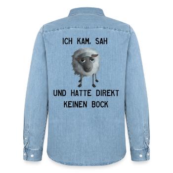 Keinen Bock Schaf - Ich kam, sah und hatte... - Männer Jeanshemd Organic von Stanley/Stella - verwaschenes Hellblau - Hinten - AI Model Male 185 light (185cm)